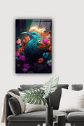 Cam Tablo | Fantastik Renkli Kuş | 40cm x 60cm