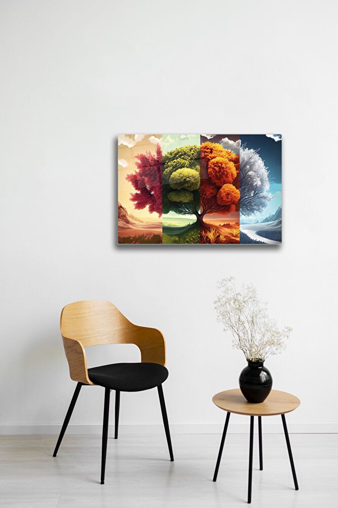 Cam Tablo | Four Season - İklim Ağacı | 40cm x 60cm