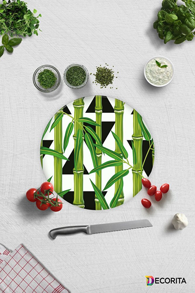 Bamboo Desen | Cam Kesme Tahtası - Cam Kesme Tablası | Çap32 Cm