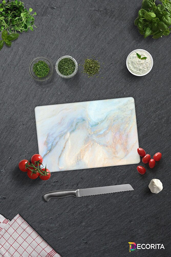 Supreme Mermer Görünümlü | Cam Kesme Tahtası - Cam Kesme Tablası | 20cm X 30cm