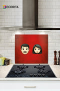 Emoji Ailesi | Kadın & Erkek | Cam Ocak Arkası Koruyucu | 52 Cm X 60 Cm