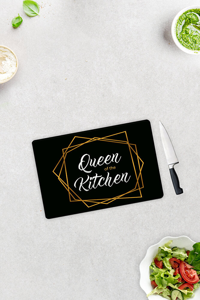 Cam Kesme Tahtası - Cam Kesme Tablası | Queen Of The Kitchen - Siyah | 20cm X 30cm