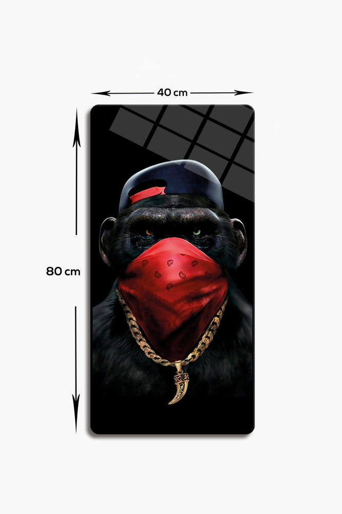 Cam Tablo | Modern Art Serisi | Lazy Monkey | 3'lü Takım | 40cm x 80cm