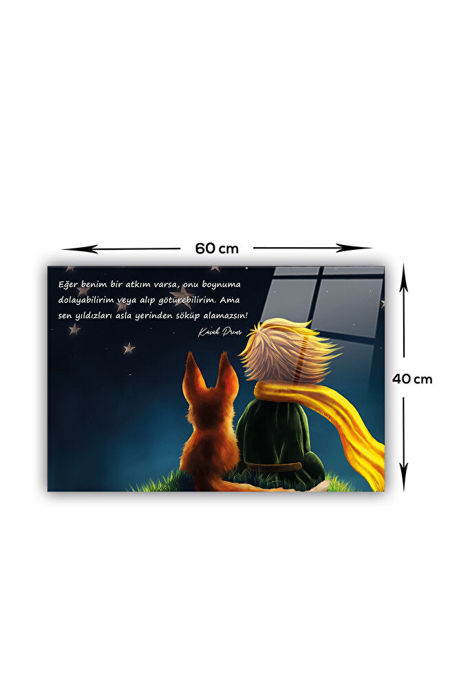Cam Ocak Arkası Koruyucu | Küçük Prens - Yıldızlar | 40cm x 60cm
