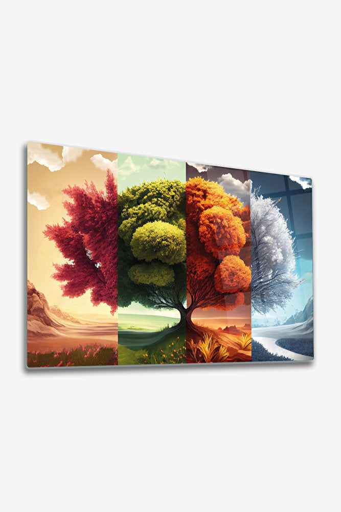 Cam Tablo | Four Season - İklim Ağacı | 50cm x 70cm