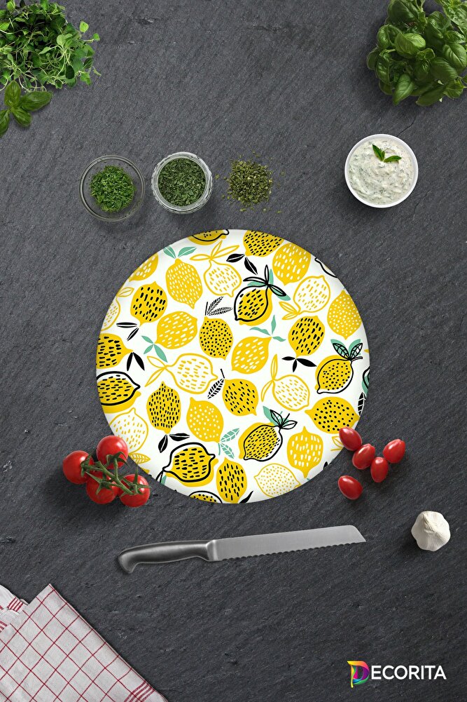 Sarı Limonlar | Cam Kesme Tahtası - Cam Kesme Tablası | 20cm x 30cm