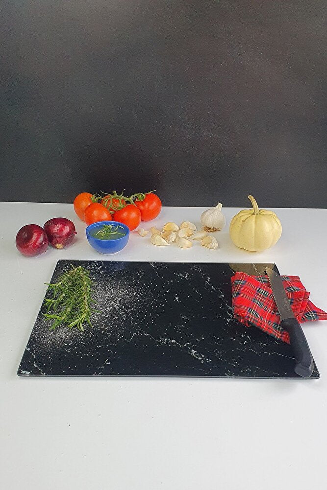 Cam Kesme Tahtası - Cam Kesme Tablası | Siyah Mermer Görünümlü | 30cm x 40cm