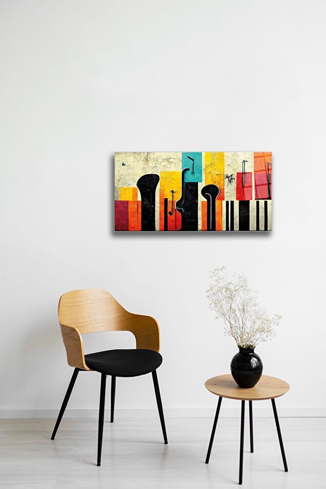 Cam Tablo | Modern Art Serisi | Renkli Silüet | 50cm x 100cm