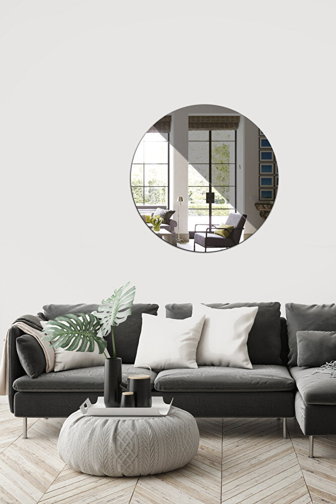 Salon Duvar Aynası | Düz Füme Ayna | İsis Düz Füme Tasarım Ayna | Çap80cm