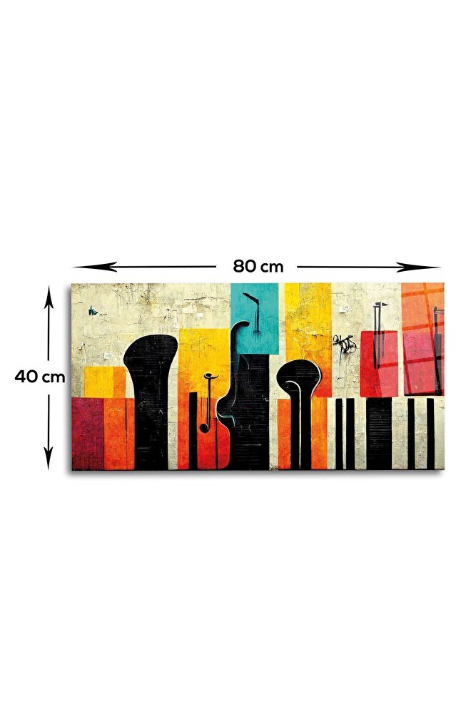Cam Tablo | Modern Art Serisi | Renkli Silüet | 50cm x 100cm