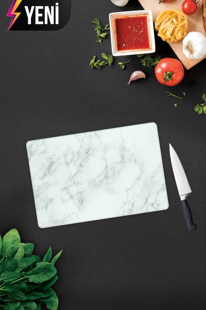 Klasik Mermer Desenli | Cam Kesme Tahtası - Cam Kesme Tablası | 30cm x 40cm