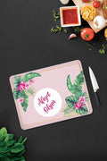 Bon Appetit | Tropik Flamingo | Cam Kesme Tahtası - Cam Kesme Tablası | 30cm X 40cm