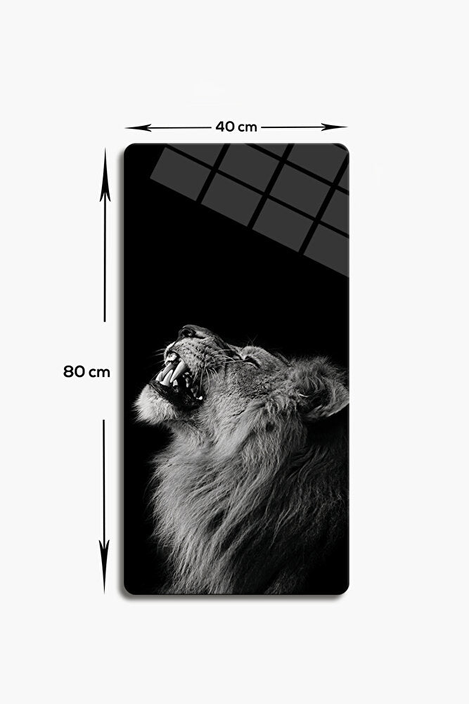 Cam Tablo | Modern Art Serisi | Black-White Lion | 3'lü Takım | 40cm x 80cm