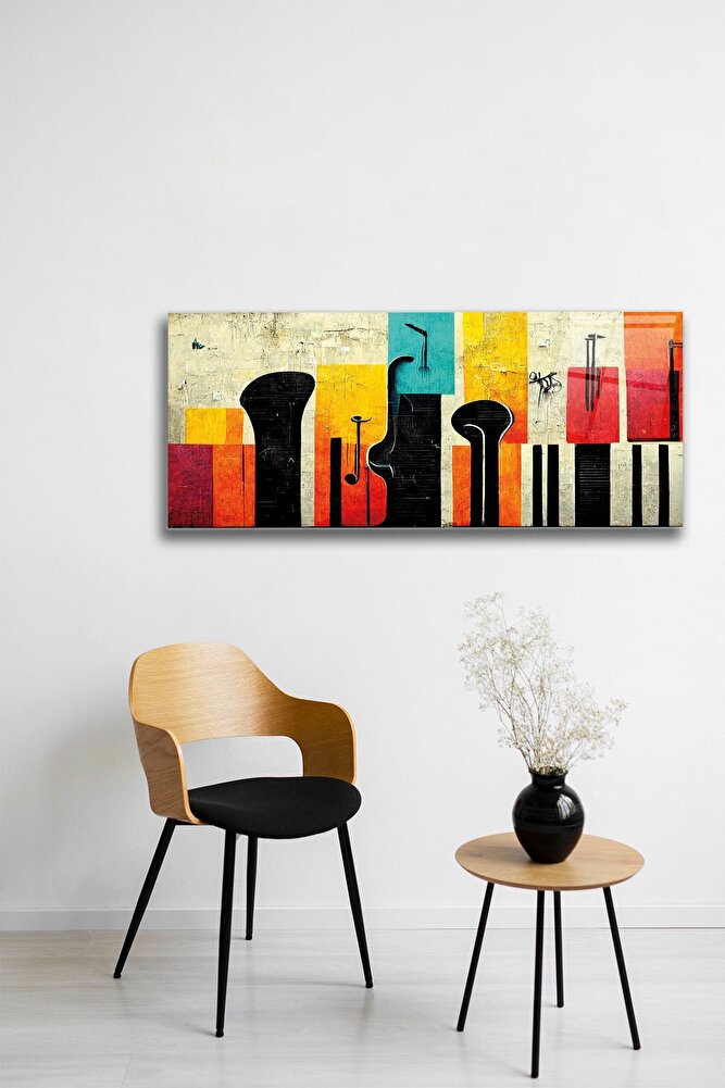 Cam Tablo | Modern Art Serisi | Renkli Silüet | 50cm x 100cm