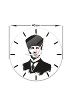 Cam Duvar Saati | Atatürk | Beyaz Fon | Çap40cm