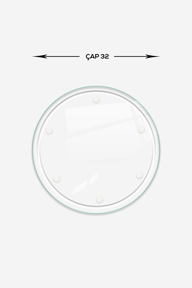 Kanallı Cam Kesme Tahtası - Cam Kesme Tablası | Saydam | Çap32cm | Patentli Ürün