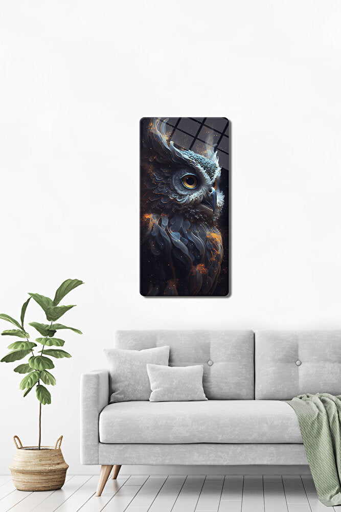 Cam Tablo | Modern Art Serisi | Grey Owl | 40cm x 80cm