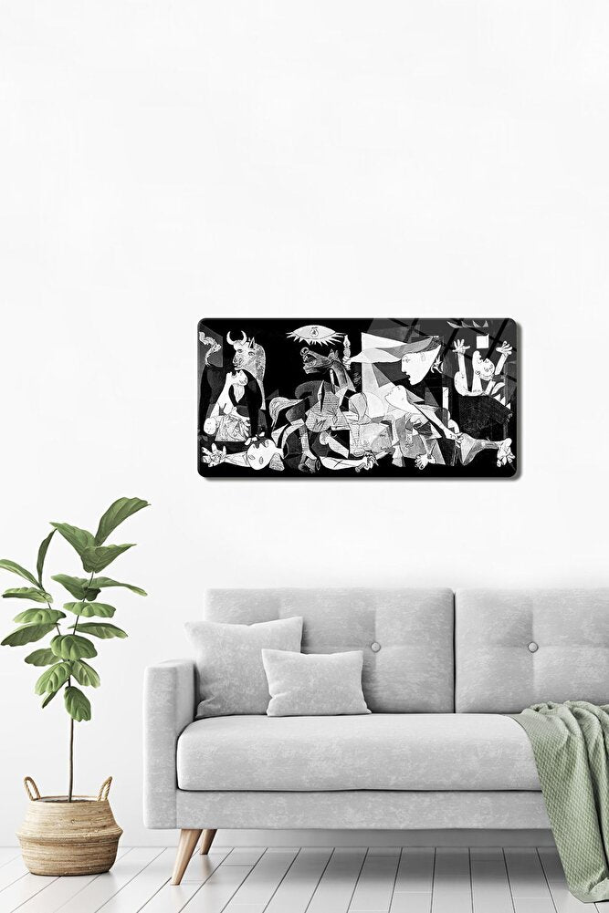 Cam Tablo | Klasik Tablo | Pablo Picasso | Guernica | Renkli | 40cm X 80cm