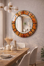 Dekor Camı ve Ayna | Amber Rüyası Yuvarlak Dekoratif Ayna | 90cm x 90cm