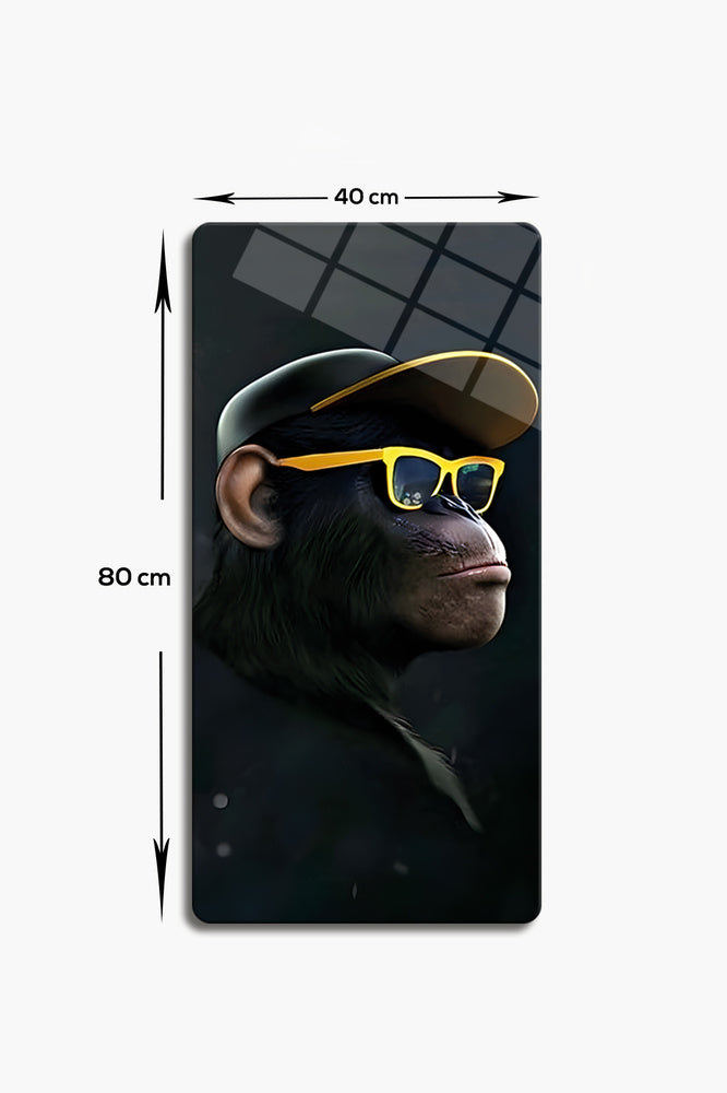 Cam Tablo | Modern Art Serisi | Lazy Monkey | 3'lü Takım | 40cm x 80cm
