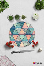 Renkli Mandala Desenli | Cam Kesme Tahtası - Cam Kesme Tablası | 29 cm x 34 cm