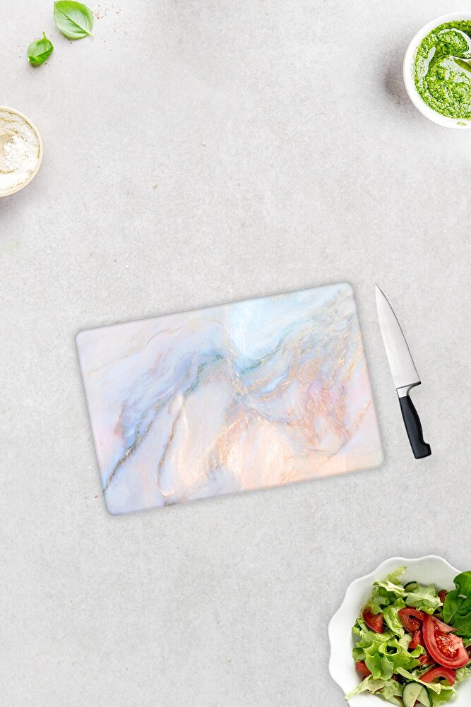 Supreme Mermer Görünümlü | Cam Kesme Tahtası - Cam Kesme Tablası | 20cm X 30cm