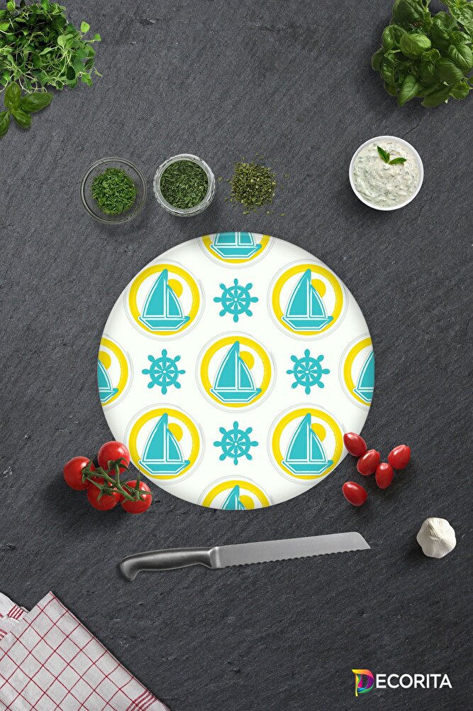 Yelken Desenli | Cam Kesme Tahtası - Cam Kesme Tablası | 29cm x 34cm