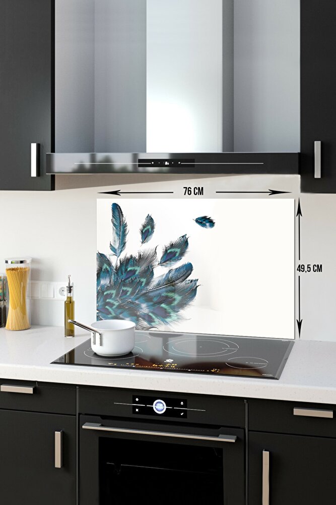 Cam Ocak Arkası Koruyucu | Plumas Desen | 40cm X 60cm