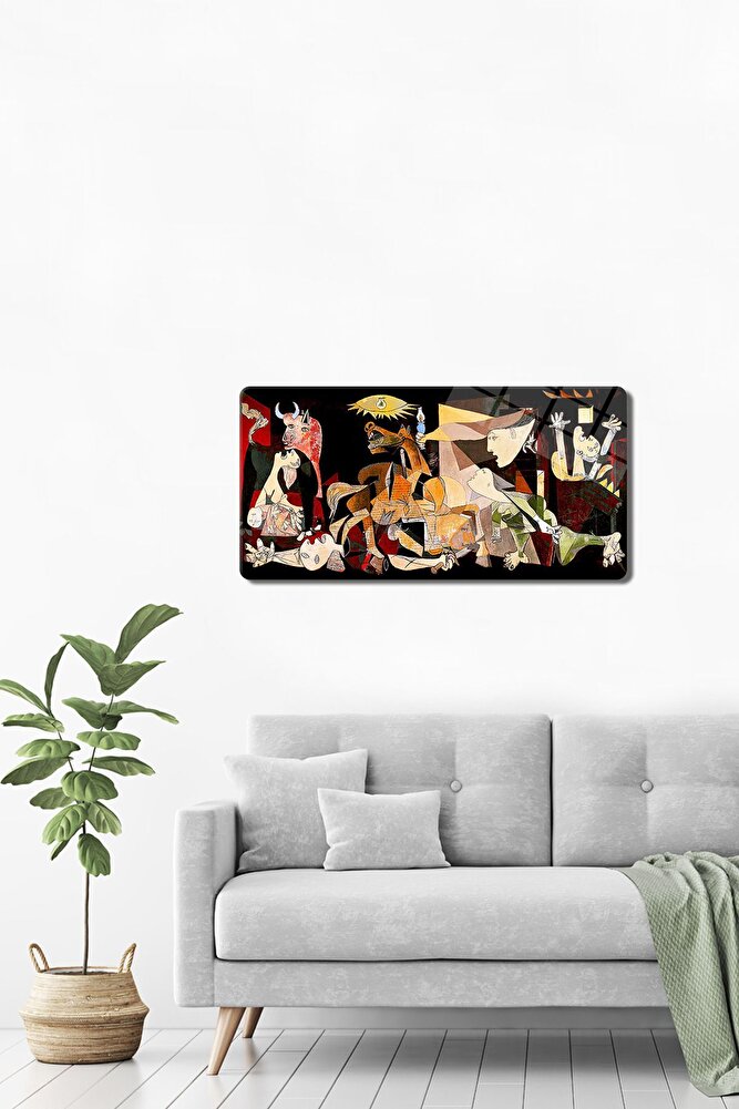 Cam Tablo | Klasik Tablo | Pablo Picasso | Guernica | Renkli | 40cm X 80cm