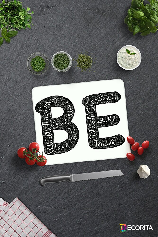 Being Temalı | Cam Kesme Tahtası - Cam Kesme Tablası | 29cm x 34cm