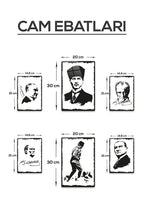 Cam Tablo | Atatürk Silüetleri | 6'lı Takım | 14,8cm x 21cm, 20cm x 30cm
