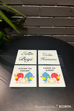 Cam Bardak Altlığı | Komik Sözler Serisi | Evin Beyi-Hanımı | 4'lü Takım | 10cm x 10cm