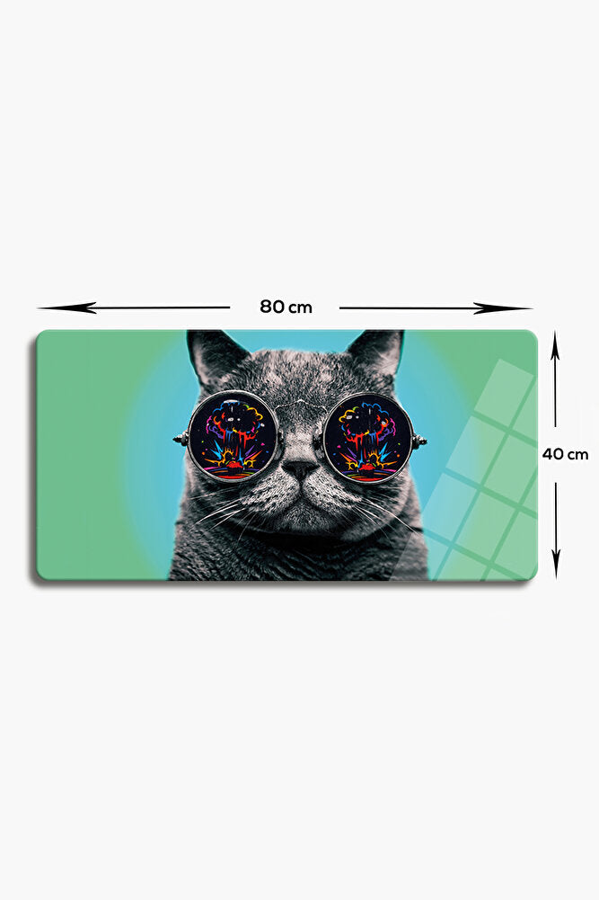 Cam Tablo | Modern Art Serisi | Cool Cat | 40cm x 80cm