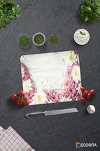 Pembe Kasımpatı | Cam Kesme Tahtası - Cam Kesme Tablası | Çap32 cm