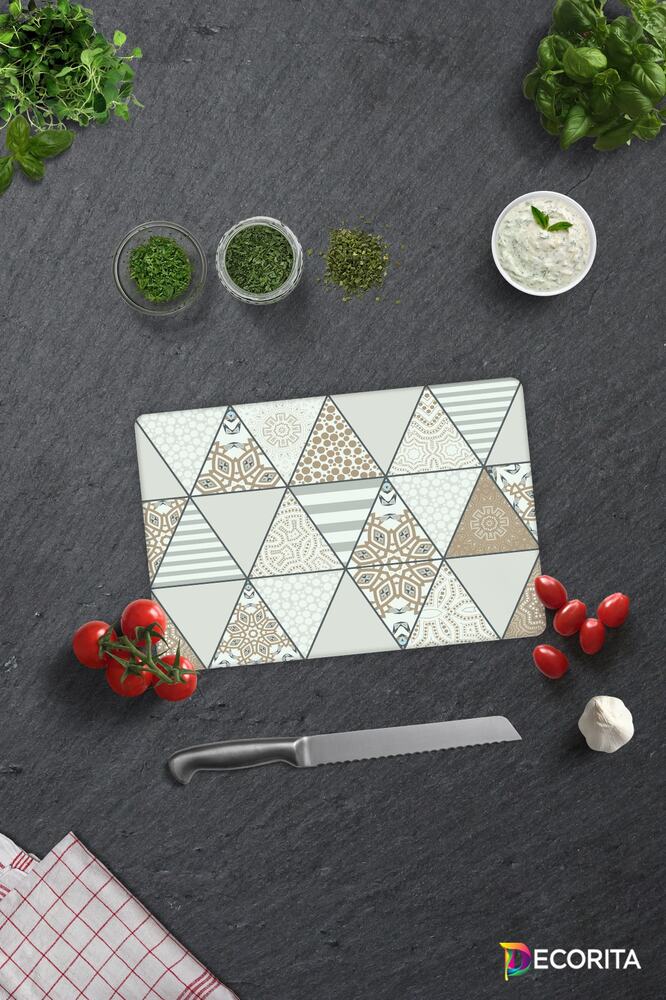Mandala Desenli | Cam Kesme Tahtası - Cam Kesme Tablası | 30 cm x 40 cm