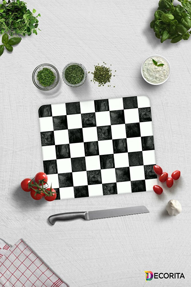 Damalı Desen | Cam Kesme Tahtası - Cam Kesme Tablası | 29cm X 34cm