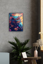 Cam Tablo | Fantastik Renkli Baykuş | 40cm X 60cm