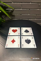 Cam Bardak Altlığı | İskambil Bardak Altlığı | 4'lü Takım | 10cm x 10cm