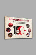 Cam Tablo | 15 Temmuz Demokrasi Köşesi | Krem Fon | 40cm x 60cm