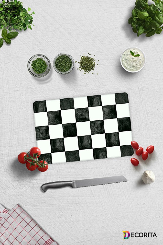 Damalı Desen | Cam Kesme Tahtası - Cam Kesme Tablası | 20cm X 30cm