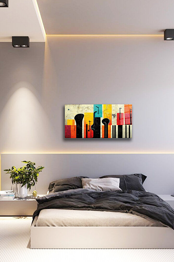 Cam Tablo | Modern Art Serisi | Renkli Silüet | 50cm x 100cm