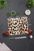 Leopar Desen | Cam Kesme Tahtası - Cam Kesme Tablası | 29cm X 34cm