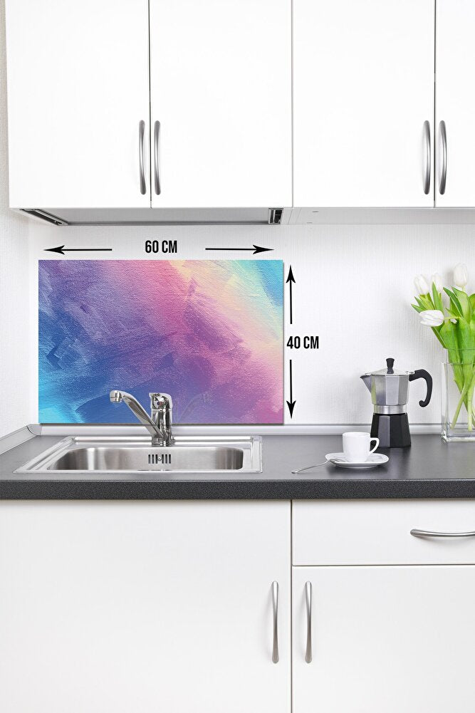 Renkli Tuval Cam Musluk Arkası Koruyucu 40cm X 60cm