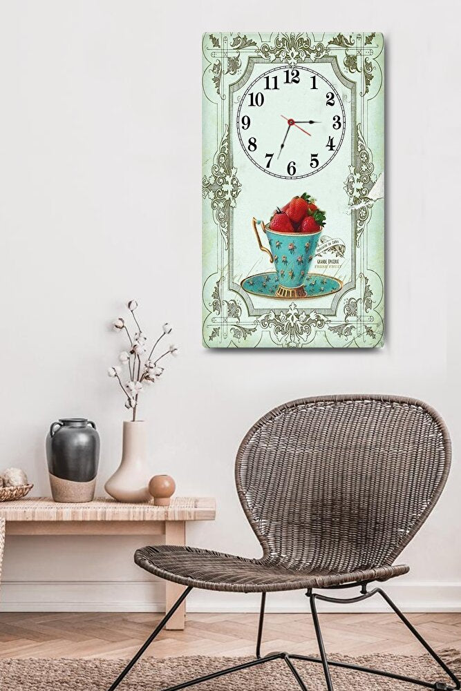 Mint Yeşili Vintage Dokulu  | Dekoratif Cam Duvar Saati