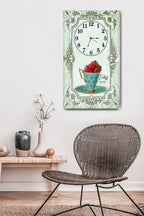 Mint Yeşili Vintage Dokulu  | Dekoratif Cam Duvar Saati