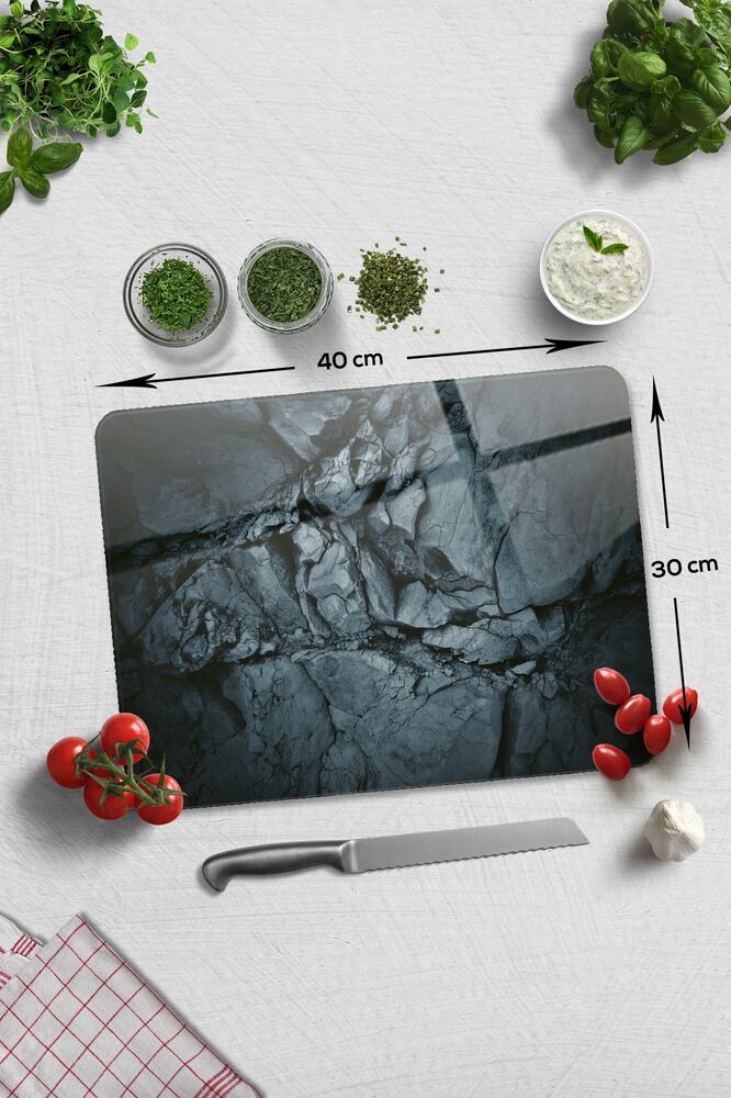 Cam Kesme Tahtası - Cam Kesme Tablası | Doğal Taş Desen | Çap 32cm