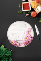 Pembe Kasımpatı | Cam Kesme Tahtası - Cam Kesme Tablası | Çap32 cm