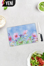 Cam Kesme Tahtası - Cam Kesme Tablası | Menekşe Desenli | 30cm X 40cm