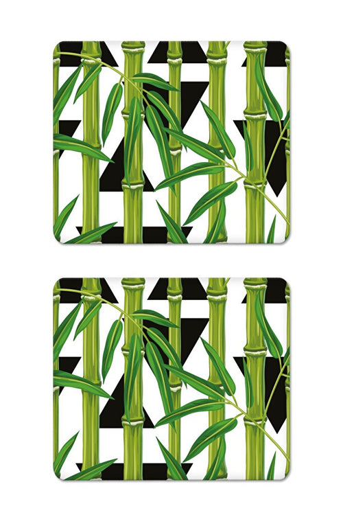 2'li Takım Bamboo Desen | Cam Tabak - Kahvaltı Tabağı - Pasta Tabağı | 29cm X 34cm