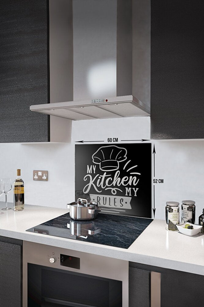 Cam Ocak Arkası Koruyucu | My Kitchen My Rules | 49,5cm X 76cm
